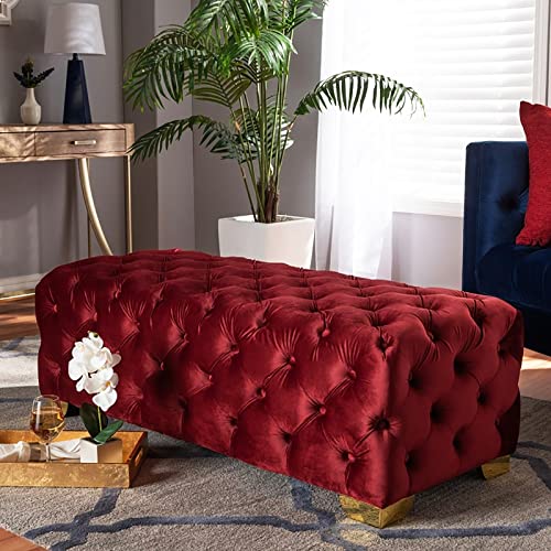XCHSXYL Rechteckiges Fußende des Bettes aus Samtstoff, mit Knopfheftung gepolsterter Eingangsbereich, luxuriöser Fußhocker mit Akzent für das Bett für das Wohnzimmer, rot, 60 x 5 XCHSXYL Rechteckiges Fußende des Bettes aus Samtstoff, mit Knopfheftung gepolsterter Eingangsbereich, luxuriöser Fußhocker mit Akzent für das Bett für das Wohnzimmer, rot, 60 x 5 von XCHSXYL