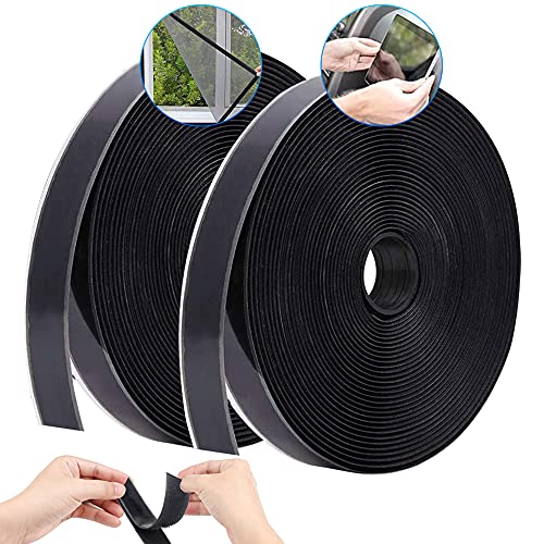 2 Rollen Klettband Selbstklebend Extra Stark, XCOZU 8M Klettverschluss Selbstklebend 20mm Breit Klettband Doppelseitig Klebende, Schwarz Selbstklebendes Klettband Klebepad Flauschband und Hakenband von XCOZU