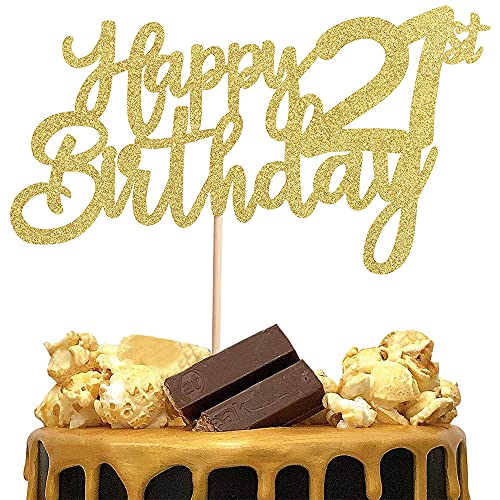 3 Stück Happy 21st Birthday Cake Topper, 21st Geburtstag Tortendeko Kuchendeko Torten Kuchen Cake Topper, Glitzer Gold Tortenstecker Girlande für Mädchen Junge Mann Frau 21 Geburtstag Party Dekoration 3 Stück Happy 21st Birthday Cake Topper, 21st Geburtstag Tortendeko Kuchendeko Torten Kuchen Cake Topper, Glitzer Gold Tortenstecker Girlande für Mädchen Junge Mann Frau 21 Geburtstag Party Dekoration von XCOZU