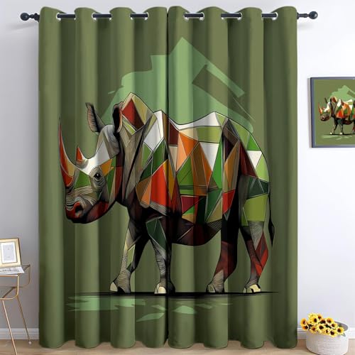 XCQHZYQ Geometrisches Nashornmuster Verdunklungsvorhänge Kinderzimmer Junge Mädchen, Grasgrün Polyester Blickdichte Vorhänge H 245 x B 140 cm 2er Set Gardinen mit Ösen Wohnzimmer Fensterdekoration XCQHZYQ Geometrisches Nashornmuster Verdunklungsvorhänge Kinderzimmer Junge Mädchen, Grasgrün Polyester Blickdichte Vorhänge H 245 x B 140 cm 2er Set Gardinen mit Ösen Wohnzimmer Fensterdekoration von XCQHZYQ