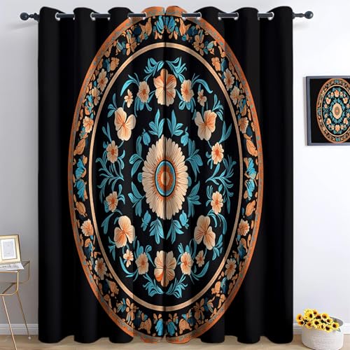 XCQHZYQ Verdunklungsvorhänge 2er Set mit Ösen, Schwarz Blickdichte Gardinen Schalldämmend Lärmschutzvorhang für Kinderzimmer Wohnzimmer Gardinen Altägyptische Drucke, H 160 x B 132 cm von XCQHZYQ