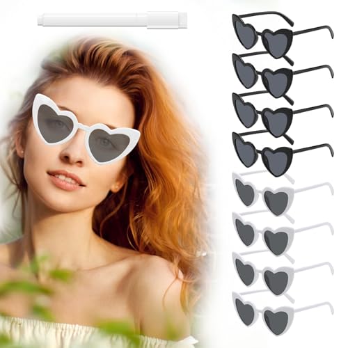 Herz Sonnenbrille mit Stift, DIY Herzbrille, Vintage Herzform Brille, Hippie Herzförmige Brille, Personalisiert Herz Brillen für Junggesellenabschied Geburtstags Halloween Weihnachten Weiß/Schwarz Herz Sonnenbrille mit Stift, DIY Herzbrille, Vintage Herzform Brille, Hippie Herzförmige Brille, Personalisiert Herz Brillen für Junggesellenabschied Geburtstags Halloween Weihnachten Weiß/Schwarz von XCRPRT