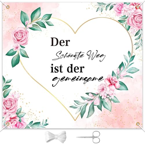 XCRPRT Hochzeitsherz zum Ausschneiden 200x180cm, Hochzeitslaken, Hochzeit Standesamt mit Scheren und 6 Meter Seil Perfekt für Hochzeitsdekorationen Und Hochzeitsspiele für Frischvermählte von XCRPRT