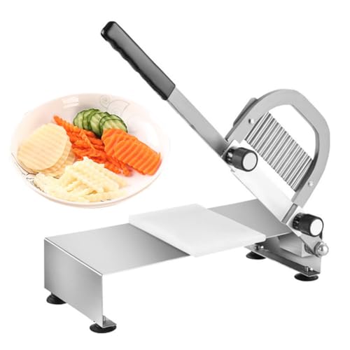 XCSCUK Wolfszahn-Kartoffelschneider, kommerzielles Edelstahl-Wellenfalten-Kartoffelmesser, manueller Pommes-Frittenschneider, für Restaurant XCSCUK Wolfszahn-Kartoffelschneider, kommerzielles Edelstahl-Wellenfalten-Kartoffelmesser, manueller Pommes-Frittenschneider, für Restaurant von XCSCUK