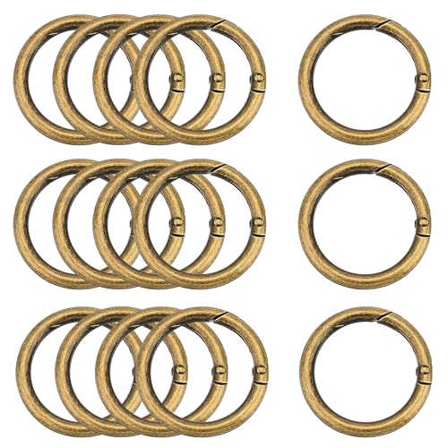 15 Stück Runde Karabiner 40mm Sehr Robust Zinklegierung Runde Karabiner Ring Karabinerhaken Rund Karabiner Rund O Ring für Schlüsselanhänger, Tasche, Schmuck, DIY Handwerk Machen (Bronze) von XCSJ