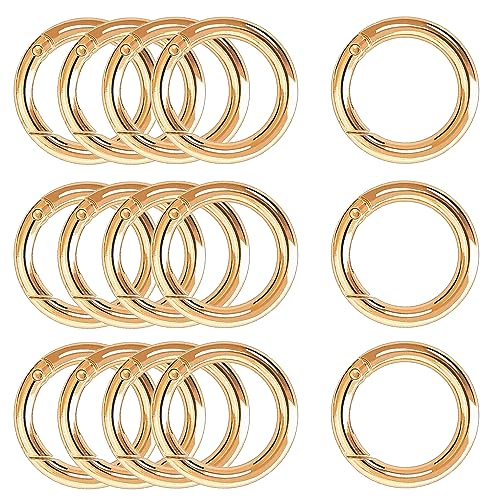 XCSJ 15 Stück Runde Karabiner 40mm Sehr Robust Zinklegierung Runde Karabiner Ring Karabinerhaken Rund Karabiner Rund O Ring für Schlüsselanhänger, Tasche, Schmuck, Diy Handwerk Machen (Gold) von XCSJ