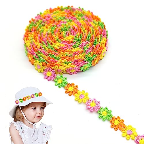 XCSJ 5 Yard 15mm Florale Spitzenborte Blumenborte Blumen Spitzenband Spitzenborte Stickerei Dekoband Zierband Dekobänder Und Borten Und Bänder Zum Nähen,Bekleidung Deko, Diy Deko (Multicolor 1) von XCSJ