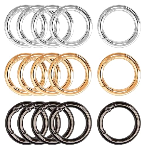 XCSJ 15 Stück Runde Karabiner 39mm Sehr Robust Zinklegierung Runde Karabiner Ring Karabinerhaken Rund Karabiner Rund O Ring für Schlüsselanhänger, Tasche, Schmuck, Diy Handwerk Machen (3 Farben) von XCSJ