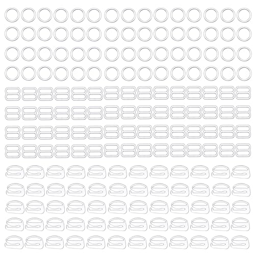 XCSJ 180 Pcs Unterwäsche Schieber Ringe 12mm Bh Ringe Dessous Verstellbare Ringe Schiebehakenverschluss Bh Schieber Ringe für Bh, Badeanzüge, Nachthemden, Tops (Transparent) von XCSJ