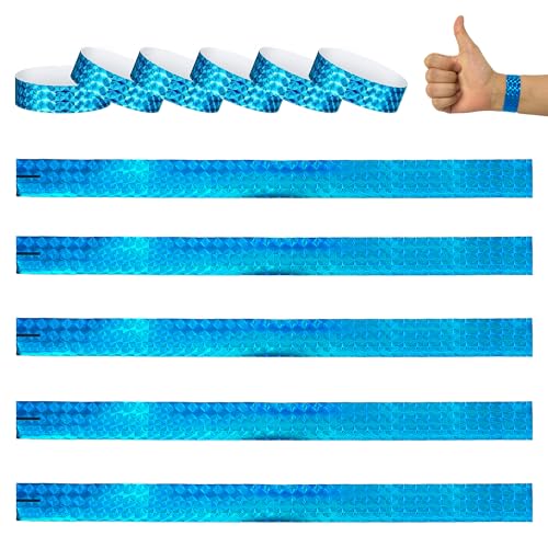 XCSJ 200 Stück Holographische Armbänder, Wasserdichte Eintrittsbänder Einlassbänder, Event Armbänder für Party, Festivals, Event, Wettbewerb, Konzerte-19 x 250mm (Blau) von XCSJ