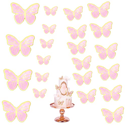 XCSJ 22pcs Schmetterlinge Deko Torte Schmetterling Dekoration Cupcake Tortenaufleger Cake Topper Geburtstag Party Kuchen Zubehör Mädchen Kuchen Deko Für Geburtstag Party Hochzeit Babyparty (Rosa) von XCSJ