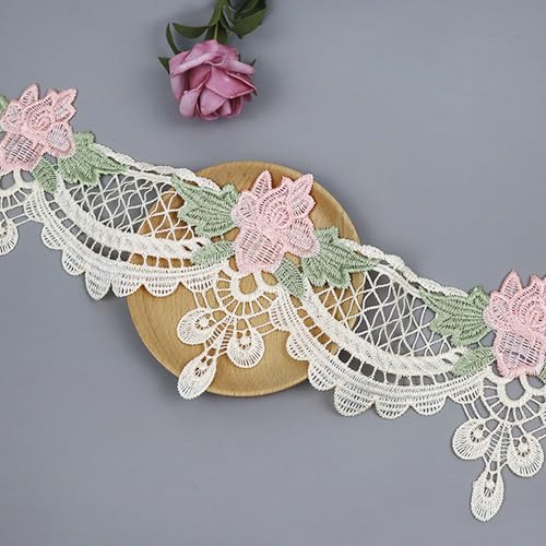 XCSJ 3 Yard 13cm Breite Spitzenband Borte Vintage Blumen Stickerei Spitzenbesatz Spitzenborte Spitze zum Dekorieren von Vorhängen, Sofas, Tischdecken, Brautkleidern, Kleidung (Beige, 3 Yard) von XCSJ