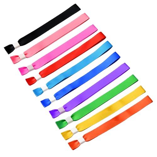 XCSJ 30 Stück 10 Farben Stoff Armbänder, Verstellbare Stoff Einlassbändchen, Event Armbänder mit Kunststoffverschlüssen, Eintrittsbänder Einlassbänder für Events, Partys, Konzerte von XCSJ