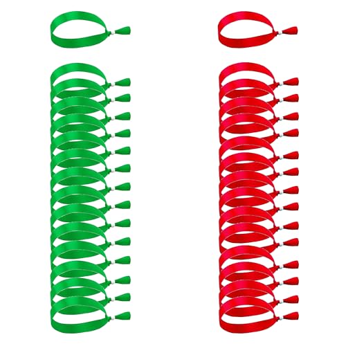 XCSJ 30 Stück 2 Farben Stoff Armbänder, Verstellbare Stoff Einlassbändchen, Event Armbänder mit Kunststoffverschlüssen, Eintrittsbänder Einlassbänder für Events, Partys, Konzerte (Rot + Grün) XCSJ 30 Stück 2 Farben Stoff Armbänder, Verstellbare Stoff Einlassbändchen, Event Armbänder mit Kunststoffverschlüssen, Eintrittsbänder Einlassbänder für Events, Partys, Konzerte (Rot + Grün) von XCSJ