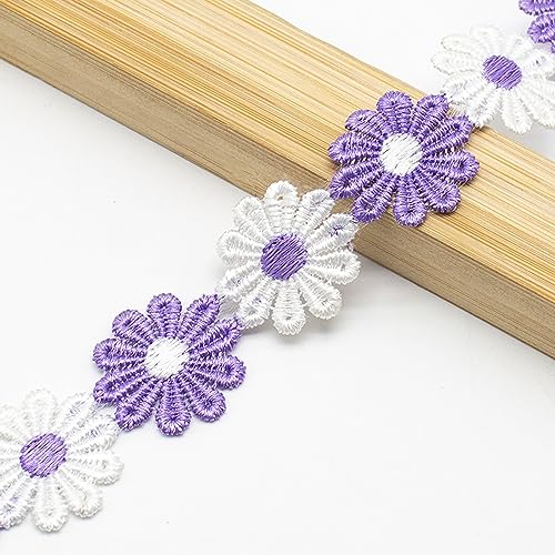 XCSJ 5 Yard 25mm Blumen Spitzenband Spitzenborte Stickerei Dekoband Zierband Borten Bänder Blumenband Gänseblümchen Dekoband Spitzen Spitzenborte Für Hochzeit Deko Handwerk Nähen Deko (lila,weiß) XCSJ 5 Yard 25mm Blumen Spitzenband Spitzenborte Stickerei Dekoband Zierband Borten Bänder Blumenband Gänseblümchen Dekoband Spitzen Spitzenborte Für Hochzeit Deko Handwerk Nähen Deko (lila,weiß) von XCSJ
