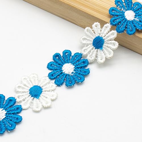 XCSJ 5 Yard 25mm Blumen Spitzenband Spitzenborte Stickerei Dekoband Zierband Borten Bänder Blumenband Gänseblümchen Dekoband Spitzen Spitzenborte Für Hochzeit Deko Handwerk Nähen Deko (Blau,weiß 2) XCSJ 5 Yard 25mm Blumen Spitzenband Spitzenborte Stickerei Dekoband Zierband Borten Bänder Blumenband Gänseblümchen Dekoband Spitzen Spitzenborte Für Hochzeit Deko Handwerk Nähen Deko (Blau,weiß 2) von XCSJ