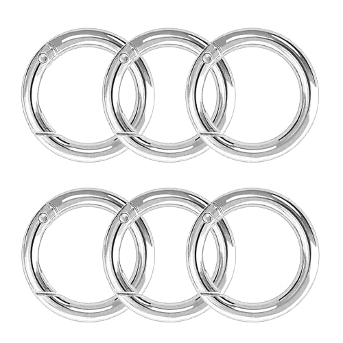 XCSJ 6 Stück Runde Karabiner 41mm Sehr Robust Zinklegierung Runde Karabiner Ring Karabinerhaken Rund Karabiner Rund O Ring für Schlüsselanhänger, Tasche, Schmuck, Diy (Silber,Dicke 5mm) von XCSJ