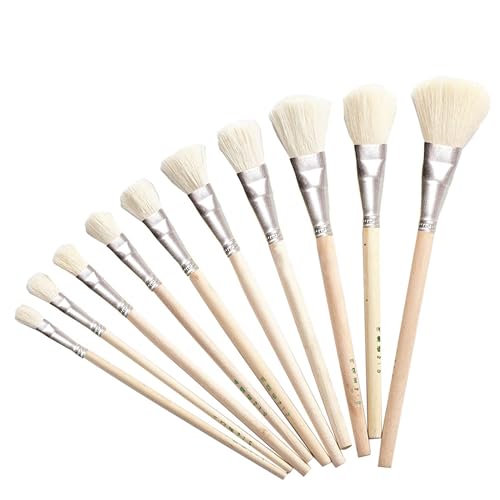 XCSJ Paint Brush Set Premium Schulmal Pinsel Set,10 Pcs, Nicht Leicht, Haare Zu Verlieren Glasurpinsel, Keramik Kunst Malpinsel für Aquarell, Acryl, Öl, DIY Basteln und für Anfänger,Künstler (10) von XCSJ