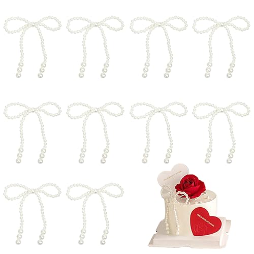 XCSJ Perle Schleife Dekoration, Imitation Perlen Deko, Kuchendekoration Perlen Schleifen, Kostüm Accessoires, zum Nähen und Dekoration für Kleidung, DIY Handwerk, Kuchen, Blumenstrauß, 10 Pcs (Weiß 2) XCSJ Perle Schleife Dekoration, Imitation Perlen Deko, Kuchendekoration Perlen Schleifen, Kostüm Accessoires, zum Nähen und Dekoration für Kleidung, DIY Handwerk, Kuchen, Blumenstrauß, 10 Pcs (Weiß 2) von XCSJ