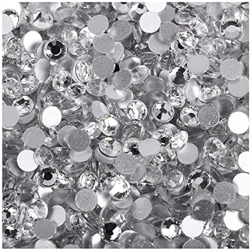 XCVCVB 1440st Strasssteine Glas Strass Strasssteine Weiße Runde Diamante Gems 4mm Nicht Selbstklebend Diamante DIY Kristall Rhinestone Strasssteine Nägel Strasssteine Zum Aufkleben Kleidung von XCVCVB