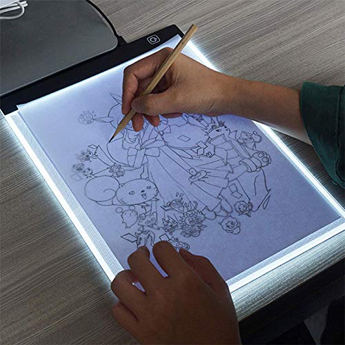 Zeichenbrett Leuchttisch Painting mit USB-Netzteil, Zeichnung Led Licht Pad, Tragbares Leuchtplatte, Einstellbarer Helligkeit (A4) von XDAILUYYDS