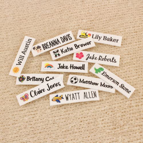 Personalisierte Etiketten Zum Nähen,Kleidungsetiketten Zum Aufnähen,Namensetikette,custom Sewing Labels,handmade Label Zum Annähen, Für Kinder,Schule. (Beige,100P) von XDE