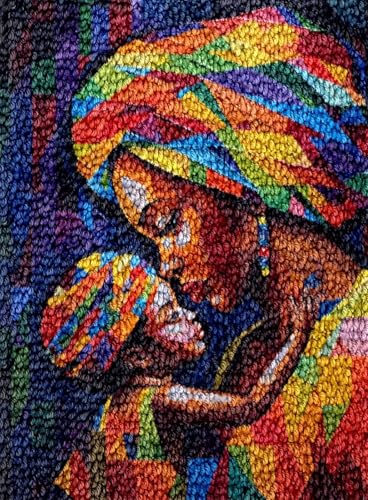 DIY Knüpfhaken Teppich Set,Vorgedrucktes Latch Hook Rug Kit zum Selber Knüpfen für Anfänger Erwachsene Kinder,Kreuzstich Knüpfset Handarbeits Bastelpackung,Afrikanische Mutter hält Baby-55x75cm DIY Knüpfhaken Teppich Set,Vorgedrucktes Latch Hook Rug Kit zum Selber Knüpfen für Anfänger Erwachsene Kinder,Kreuzstich Knüpfset Handarbeits Bastelpackung,Afrikanische Mutter hält Baby-55x75cm von XDEGHUANGSS