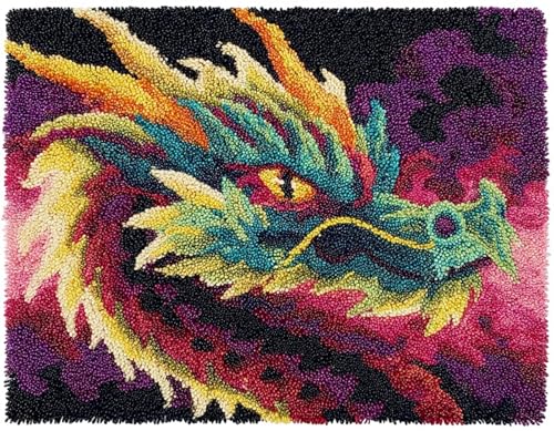 Knüpfset Teppich Selber Machen,DIY Latch Hook Kit mit vorgedrucktem Muster,Knüpfteppich Set für Kinder & Erwachsene,Handarbeits-Set für Kissen & Teppich Basteln,Chinesischer Drache-52x38cm Knüpfset Teppich Selber Machen,DIY Latch Hook Kit mit vorgedrucktem Muster,Knüpfteppich Set für Kinder & Erwachsene,Handarbeits-Set für Kissen & Teppich Basteln,Chinesischer Drache-52x38cm von XDEGHUANGSS