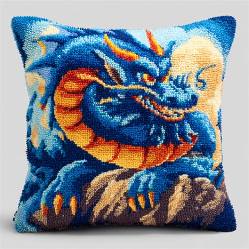 XDEGHUANGSS DIY Knüpfkissen Set 43x43cm,Komplettes Latch Hook Kit mit Knüpfhaken & Kissenbezug,Cartoon-Drache,Kreatives Handarbeits-Set für Kinder & Erwachsene zum Selbermachen XDEGHUANGSS DIY Knüpfkissen Set 43x43cm,Komplettes Latch Hook Kit mit Knüpfhaken & Kissenbezug,Cartoon-Drache,Kreatives Handarbeits-Set für Kinder & Erwachsene zum Selbermachen von XDEGHUANGSS