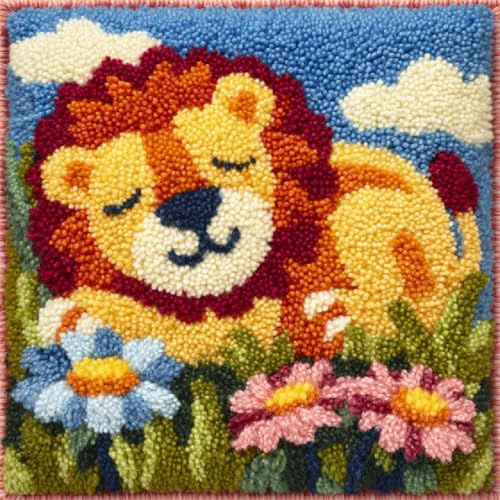 XDEGHUANGSS DIY Knüpfkissen Set 43x43cm,Komplettes Latch Hook Kit mit Knüpfhaken & Kissenbezug,Cartoon-Löwe,Kreatives Handarbeits-Set für Kinder & Erwachsene zum Selbermachen XDEGHUANGSS DIY Knüpfkissen Set 43x43cm,Komplettes Latch Hook Kit mit Knüpfhaken & Kissenbezug,Cartoon-Löwe,Kreatives Handarbeits-Set für Kinder & Erwachsene zum Selbermachen von XDEGHUANGSS
