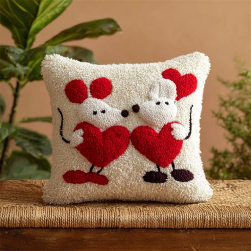 XDEGHUANGSS DIY Knüpfkissen Set 43x43cm,Komplettes Latch Hook Kit mit Knüpfhaken & Kissenbezug,Liebe Maus,Kreatives Handarbeits-Set für Kinder & Erwachsene zum Selbermachen XDEGHUANGSS DIY Knüpfkissen Set 43x43cm,Komplettes Latch Hook Kit mit Knüpfhaken & Kissenbezug,Liebe Maus,Kreatives Handarbeits-Set für Kinder & Erwachsene zum Selbermachen von XDEGHUANGSS