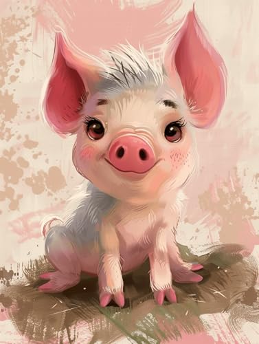 XDEGHUANGSS DIY Kreuzstich Stickset 40x50 cm – Gedrucktes Stickbild 11CT mit Muster, Stickerei Handarbeitsset für Erwachsene & Anfänger,Süßes Schwein von XDEGHUANGSS