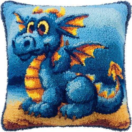XDEGHUANGSS DIY Latch Hook Kissen Kit 43x43cm,Knüpfhaken-Set für Anfänger & Fortgeschrittene,Cartoon-Drache,Kreatives Handarbeitsset zum Selber Knüpfen,Geschenkidee Weihnachten & Deko XDEGHUANGSS DIY Latch Hook Kissen Kit 43x43cm,Knüpfhaken-Set für Anfänger & Fortgeschrittene,Cartoon-Drache,Kreatives Handarbeitsset zum Selber Knüpfen,Geschenkidee Weihnachten & Deko von XDEGHUANGSS