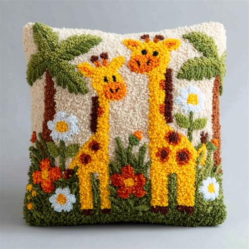 XDEGHUANGSS DIY Latch Hook Kissen Kit 43x43cm,Knüpfhaken-Set für Anfänger & Fortgeschrittene,Sonnenblumen-Giraffe,Kreatives Handarbeitsset zum Selber Knüpfen,Geschenkidee Weihnachten & Deko XDEGHUANGSS DIY Latch Hook Kissen Kit 43x43cm,Knüpfhaken-Set für Anfänger & Fortgeschrittene,Sonnenblumen-Giraffe,Kreatives Handarbeitsset zum Selber Knüpfen,Geschenkidee Weihnachten & Deko von XDEGHUANGSS