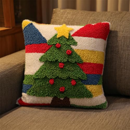 XDEGHUANGSS DIY Latch Hook Kissen Kit 43x43cm,Knüpfhaken-Set für Anfänger & Fortgeschrittene,Weihnachtsbaum,Kreatives Handarbeitsset zum Selber Knüpfen,Geschenkidee Weihnachten & Deko XDEGHUANGSS DIY Latch Hook Kissen Kit 43x43cm,Knüpfhaken-Set für Anfänger & Fortgeschrittene,Weihnachtsbaum,Kreatives Handarbeitsset zum Selber Knüpfen,Geschenkidee Weihnachten & Deko von XDEGHUANGSS