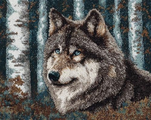 XDEGHUANGSS DIY Latch Hook Kit für Erwachsene und Kinder,Knüpfteppich Set mit vorbedrucktem Motiv,Kreatives Rug Hooking Set für Einsteiger & Fortgeschrittene,Tier Wolf-80x115cm von XDEGHUANGSS