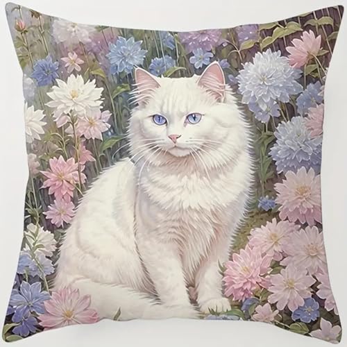 XDEGHUANGSS Entspannendes DIY Knüpfkissen Set für Erwachsene,Blume weiße Katze,Latch Hook Kissen Kit 43x43 cm mit Kissenhülle & Garn,Kreatives Handarbeitsset zum Selbermachen & Stressabbau XDEGHUANGSS Entspannendes DIY Knüpfkissen Set für Erwachsene,Blume weiße Katze,Latch Hook Kissen Kit 43x43 cm mit Kissenhülle & Garn,Kreatives Handarbeitsset zum Selbermachen & Stressabbau von XDEGHUANGSS