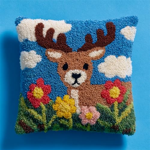 XDEGHUANGSS Knüpfhaken Kissen Set 43x43cm,DIY Latch Hook Kit für Kinder & Erwachsene,Blumenhirsch Knüpfkissen selber machen Handarbeitsset,Wohnzimmer Dekoration & Geschenk XDEGHUANGSS Knüpfhaken Kissen Set 43x43cm,DIY Latch Hook Kit für Kinder & Erwachsene,Blumenhirsch Knüpfkissen selber machen Handarbeitsset,Wohnzimmer Dekoration & Geschenk von XDEGHUANGSS