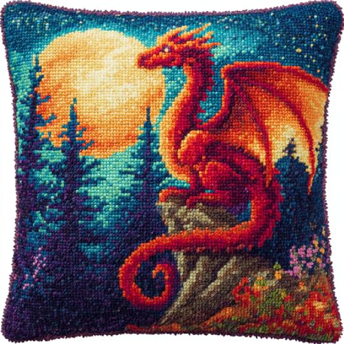 XDEGHUANGSS Knüpfhaken Kissen Set 43x43cm,DIY Latch Hook Kit für Kinder & Erwachsene,Drache im Mondlicht Knüpfkissen selber machen Handarbeitsset,Wohnzimmer Dekoration & Geschenk XDEGHUANGSS Knüpfhaken Kissen Set 43x43cm,DIY Latch Hook Kit für Kinder & Erwachsene,Drache im Mondlicht Knüpfkissen selber machen Handarbeitsset,Wohnzimmer Dekoration & Geschenk von XDEGHUANGSS