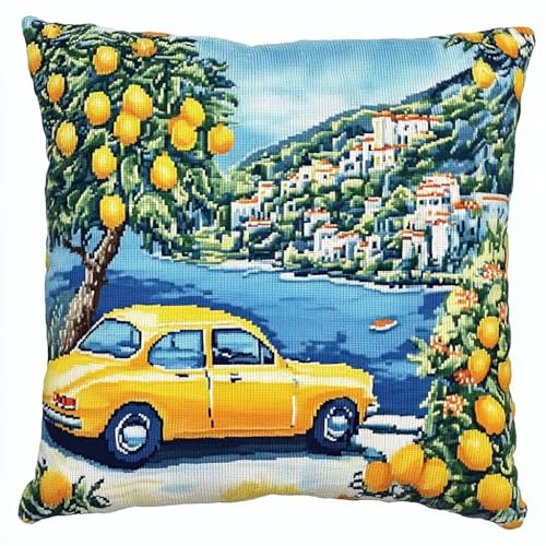 XDEGHUANGSS Knüpfkissen für Kinder/Erwachsene zum Selber Knüpfen Kissen,Latch Hook Cross Stitch Kit,Bedruckte Stramin,43x43cm,Zitronenbaum-gelbes Auto XDEGHUANGSS Knüpfkissen für Kinder/Erwachsene zum Selber Knüpfen Kissen,Latch Hook Cross Stitch Kit,Bedruckte Stramin,43x43cm,Zitronenbaum-gelbes Auto von XDEGHUANGSS