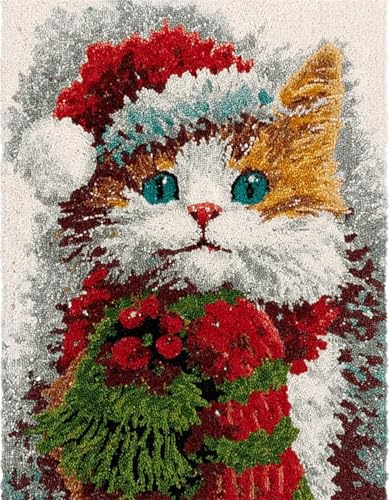 XDEGHUANGSS Knüpfset Teppich Selber Machen,DIY Latch Hook Kit mit vorgedrucktem Muster,Knüpfteppich Set für Kinder & Erwachsene,Handarbeits-Set für Kissen & Teppich Basteln,Weihnachtskatze-52x38cm XDEGHUANGSS Knüpfset Teppich Selber Machen,DIY Latch Hook Kit mit vorgedrucktem Muster,Knüpfteppich Set für Kinder & Erwachsene,Handarbeits-Set für Kissen & Teppich Basteln,Weihnachtskatze-52x38cm von XDEGHUANGSS