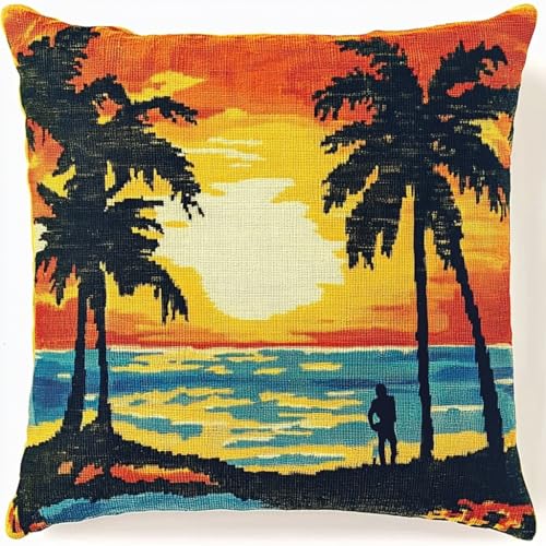 XDEGHUANGSS Kreativset Knüpfkissen Sonnenuntergang Palmen Knüpfbild vorgezeichnet,DIY Kissen knüpfen-Set,Knüpfteppich-Kreuzstich-Stickerei-Werkzeugset,43x43cm XDEGHUANGSS Kreativset Knüpfkissen Sonnenuntergang Palmen Knüpfbild vorgezeichnet,DIY Kissen knüpfen-Set,Knüpfteppich-Kreuzstich-Stickerei-Werkzeugset,43x43cm von XDEGHUANGSS