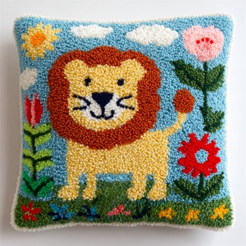 XDEGHUANGSS Latch Hook Kissen Kit DIY für Anfänger,Knüpfkissen Selber Machen mit Wolle und Werkzeuge,Cartoon-Löwe,43x43cm Teppichkissen Wohnkultur,Kreativset zur Entspannung XDEGHUANGSS Latch Hook Kissen Kit DIY für Anfänger,Knüpfkissen Selber Machen mit Wolle und Werkzeuge,Cartoon-Löwe,43x43cm Teppichkissen Wohnkultur,Kreativset zur Entspannung von XDEGHUANGSS