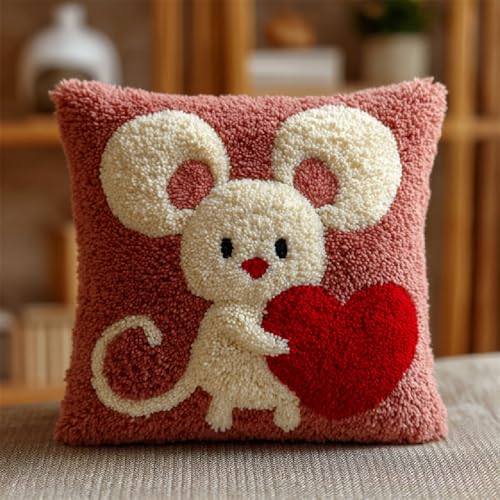XDEGHUANGSS Latch Hook Kissen Kit DIY für Anfänger,Knüpfkissen Selber Machen mit Wolle und Werkzeuge,Liebe Maus,43x43cm Teppichkissen Wohnkultur,Kreativset zur Entspannung XDEGHUANGSS Latch Hook Kissen Kit DIY für Anfänger,Knüpfkissen Selber Machen mit Wolle und Werkzeuge,Liebe Maus,43x43cm Teppichkissen Wohnkultur,Kreativset zur Entspannung von XDEGHUANGSS