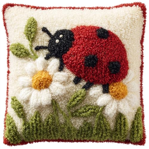 XDEGHUANGSS Latch Hook Kissen Kit DIY für Anfänger,Knüpfkissen Selber Machen mit Wolle und Werkzeuge,Marienkäferblumen,43x43cm Teppichkissen Wohnkultur,Kreativset zur Entspannung XDEGHUANGSS Latch Hook Kissen Kit DIY für Anfänger,Knüpfkissen Selber Machen mit Wolle und Werkzeuge,Marienkäferblumen,43x43cm Teppichkissen Wohnkultur,Kreativset zur Entspannung von XDEGHUANGSS