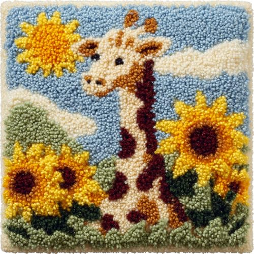 XDEGHUANGSS Latch Hook Kissen Kit DIY für Anfänger,Knüpfkissen Selber Machen mit Wolle und Werkzeuge,Sonnenblumen-Giraffe,43x43cm Teppichkissen Wohnkultur,Kreativset zur Entspannung XDEGHUANGSS Latch Hook Kissen Kit DIY für Anfänger,Knüpfkissen Selber Machen mit Wolle und Werkzeuge,Sonnenblumen-Giraffe,43x43cm Teppichkissen Wohnkultur,Kreativset zur Entspannung von XDEGHUANGSS