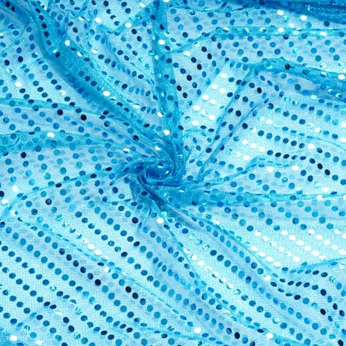 1,1 m x 1 m blauer Paillettenstoff, glitzernd, glitzernd, glitzernd, Netzmaterial, Pailletten-Punkt-Stoff für Bühnenkostüm, Performance-Kostüm (blau) von XDGBGFN