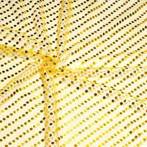 1,1 m x 1 m goldener Paillettenstoff, glitzernd, glitzernd, glitzernd, Netzmaterial, Pailletten-Punkt-Stoff für Bühnenkostüm, Performance-Kostüm (Gold) von XDGBGFN