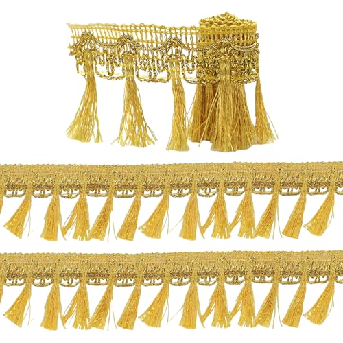 10 Meter Fransenborte Bordüre Gold 60mm Quastenborte Hängende Quastenspitze Fransenband für Vorhänge, Kleidung, Schuhe und Hüte, Wohnkultur 10 Meter Fransenborte Bordüre Gold 60mm Quastenborte Hängende Quastenspitze Fransenband für Vorhänge, Kleidung, Schuhe und Hüte, Wohnkultur von XDGBGFN