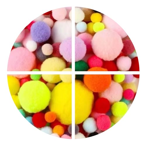 200 Stück Pompons zum Basteln Filzkugeln Bunt Weiche Bommel zum Basteln 1-3cm für DIY Handwerk, Kindergeburtstag, Haaraccessoires (Farbmischung) von XDGBGFN